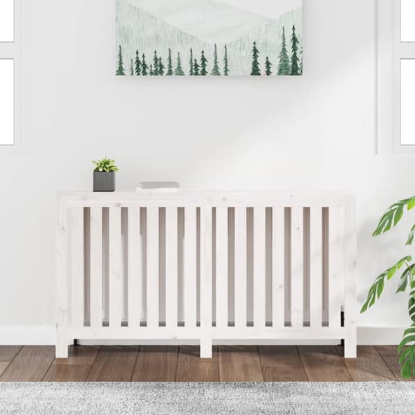 Lämpöpatteritarvikkeet - Living Lämpöpatterin suoja valkoinen 153x19x84 cm täysi mänty