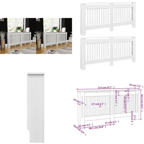 Radiatorskjulere 2 stk. MDF 172 cm hvid - Radiatorskjulerkabinet - Radiatorskjulerkabinetter - Home & Living