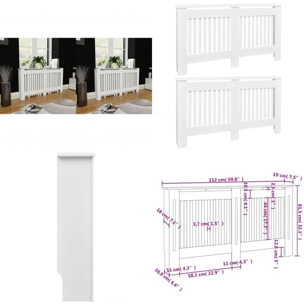Elementskydd 2 st MDF vit 152 cm - Elementskydd - Radiatorskydd - Home & Living