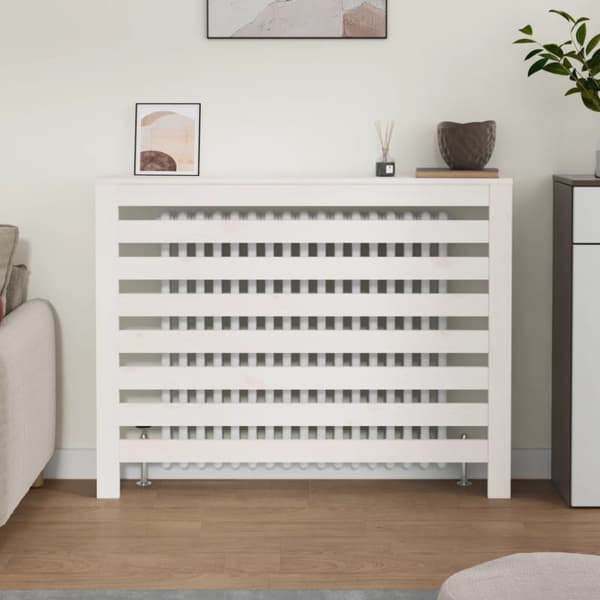 radiatorskjuler 108,5x19x84 cm massivt fyrretræ hvid