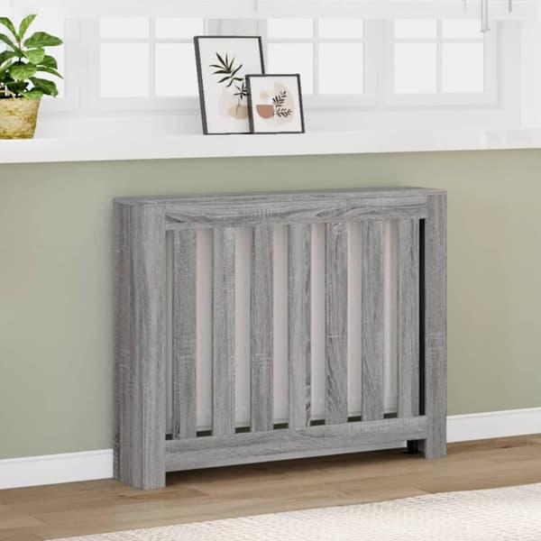 radiatorskjuler 104x20x82 cm konstrueret træ grå sonoma-eg