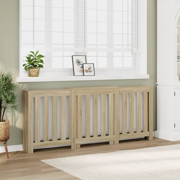 radiatorskjuler 205x21,5x83,5 cm konstrueret træ sonoma-eg