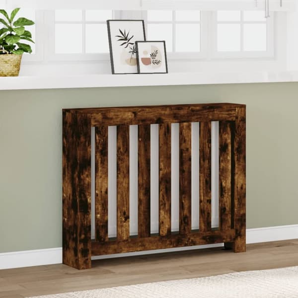 radiatorskjuler 104x20x82 cm konstrueret træ røget egetræsfarve