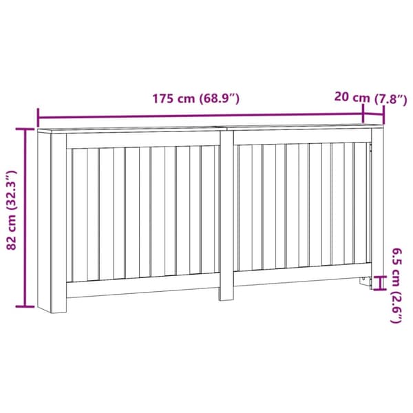 radiatorskjuler 175x20x82 cm konstrueret træ hvid