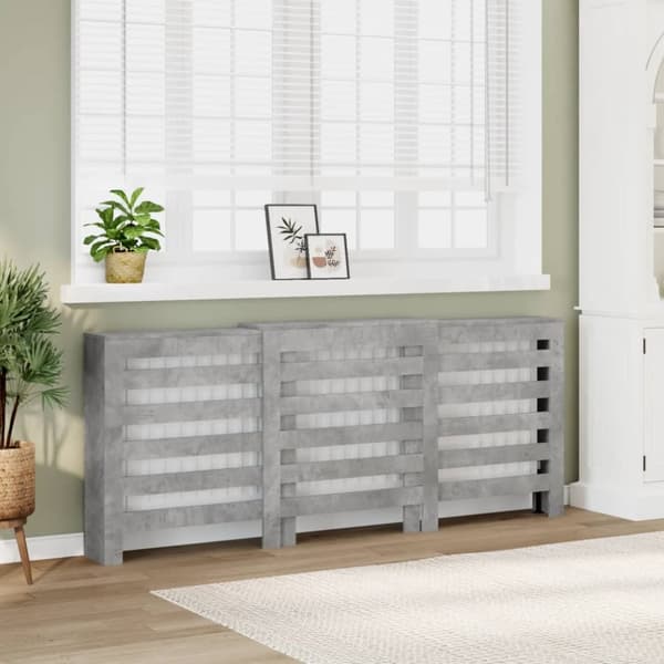 radiatorskjuler 205x21,5x83,5 cm konstrueret træ betongrå