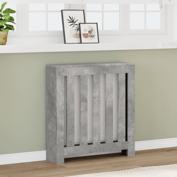 radiatorskjuler 78x20x82 cm konstrueret træ betongrå