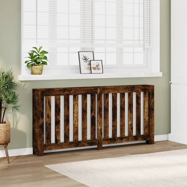 radiatorskjuler 175x20x82 cm konstrueret træ røget egetræsfarve