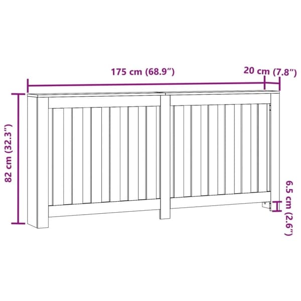 vidaXL Radiatordeksel artisan eik 175x20x82 cm konstruert tre