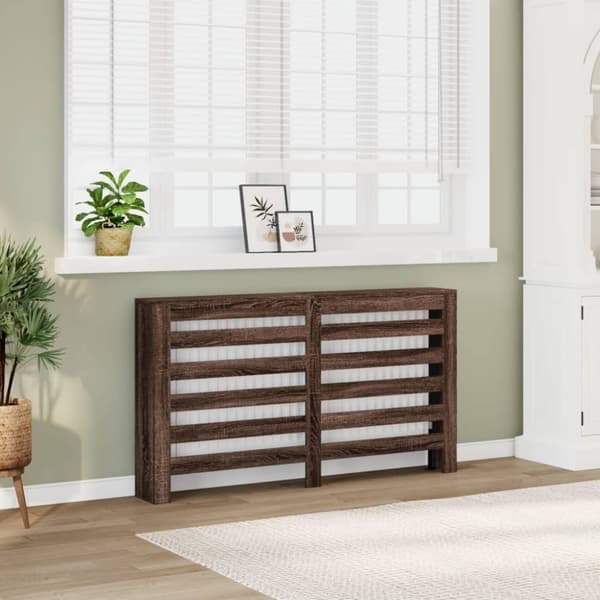 vidaXL radiatorskjuler 149x20x82 cm konstrueret træ brun egetræ