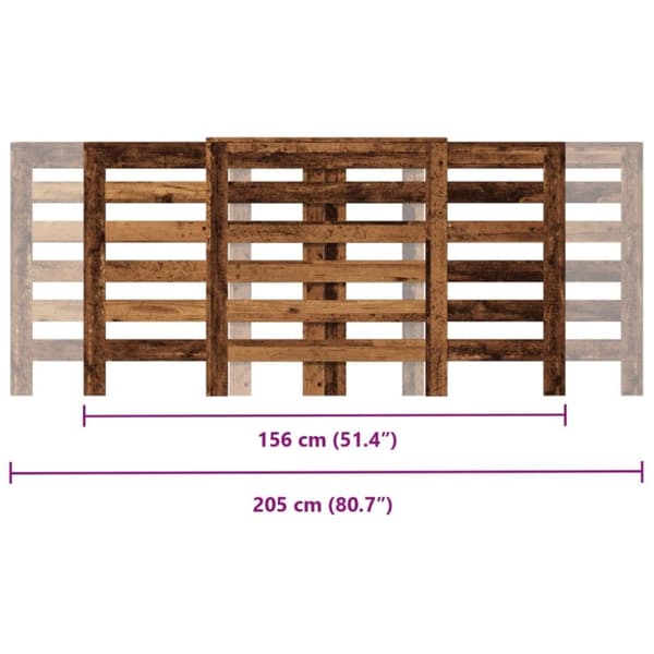 vidaXL Lämpöpatterin suoja vanha puu 205x21,5x83,5 cm tekninen puu