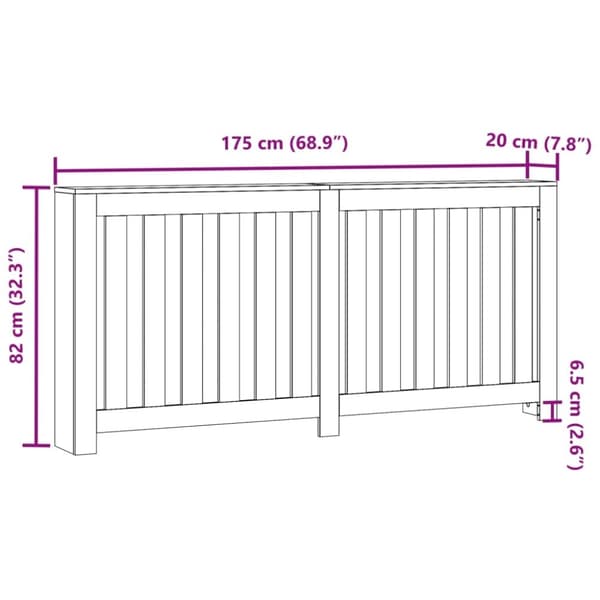 vidaXL radiatorskjuler 175x20x82 cm konstrueret træ grå sonoma-eg