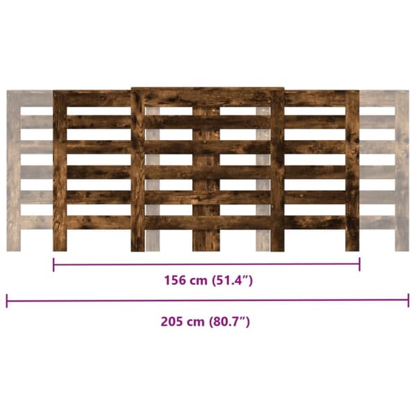 vidaXL Radiatordeksel røkt eik 205x21,5x83,5 cm konstruert tre