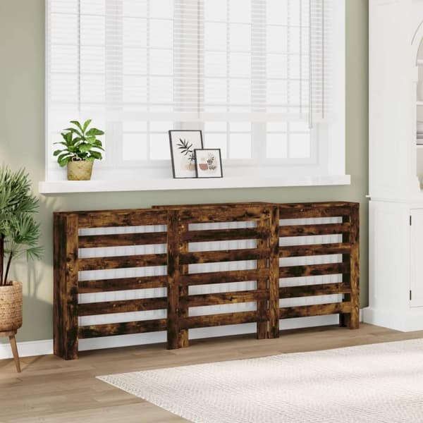 vidaXL Radiatordeksel røkt eik 205x21,5x83,5 cm konstruert tre