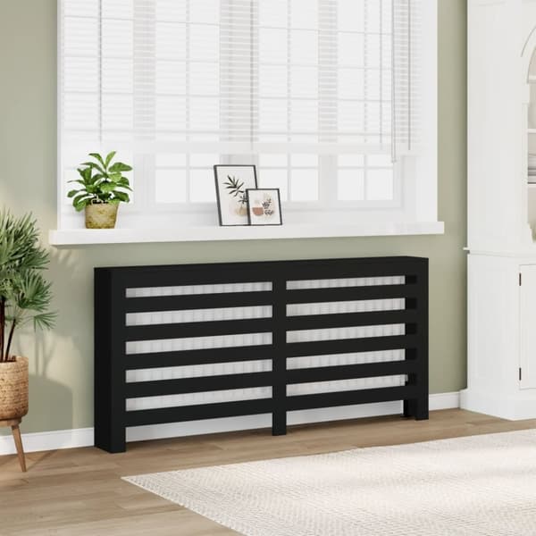 vidaXL Radiatordeksel svart 175x20x82 cm konstruert tre