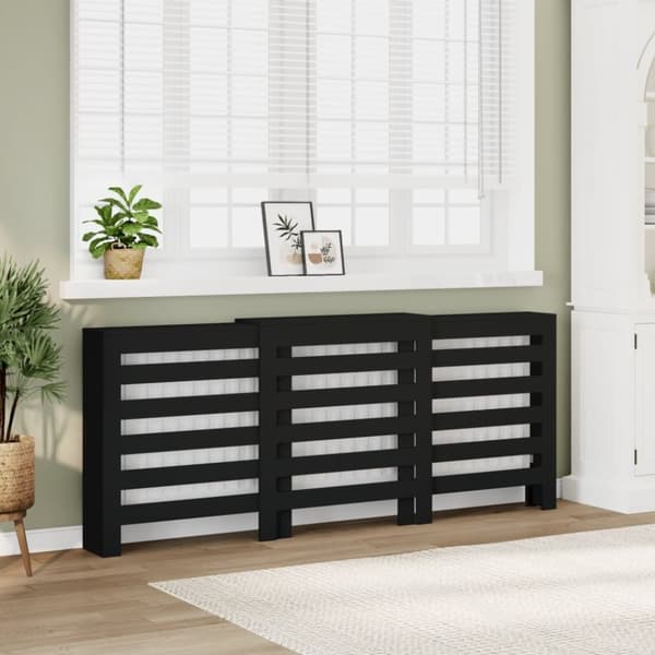 vidaXL Radiatordeksel svart 205x21,5x83,5 cm konstruert tre