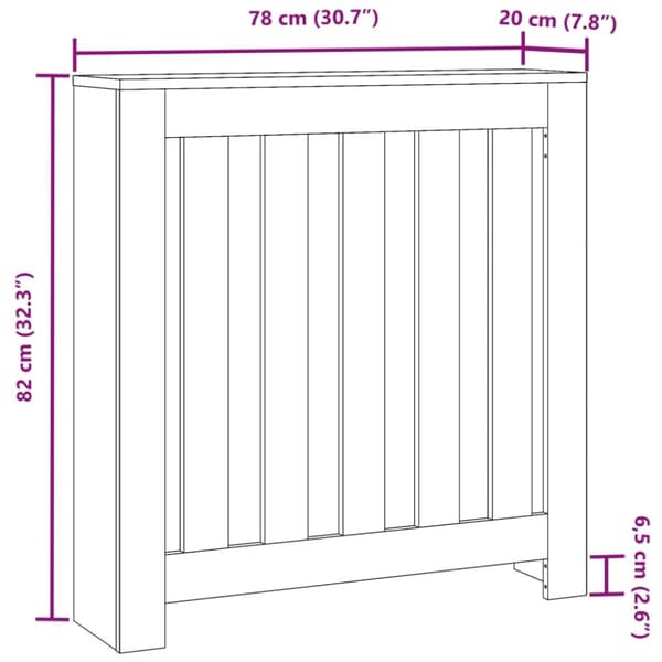 vidaXL Radiatordeksel gammelt tre 78x20x82 cm konstruert tre