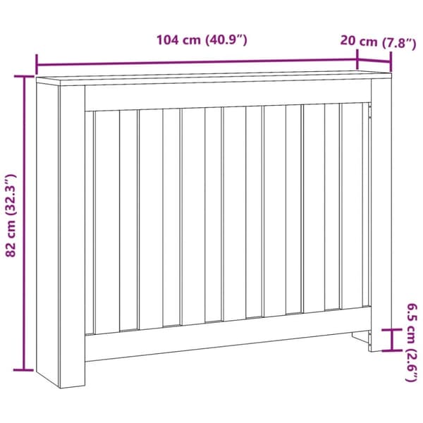 vidaXL Radiatordeksel gammelt tre 104x20x82 cm konstruert tre