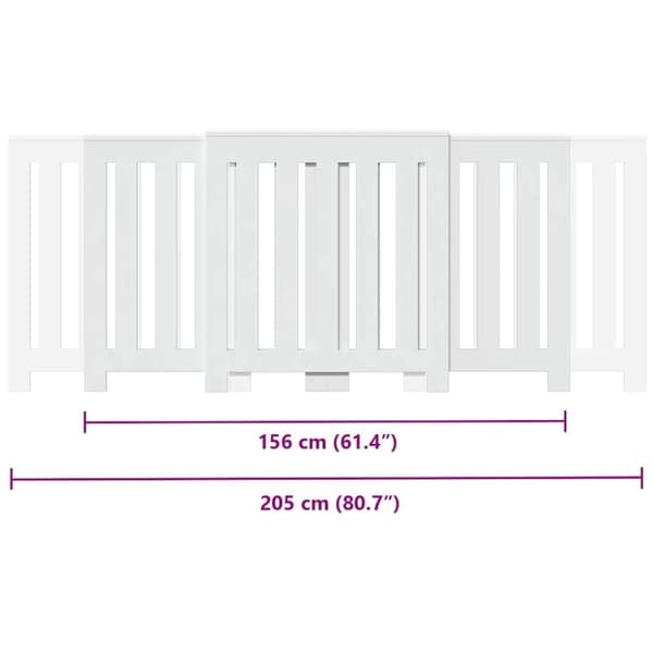 vidaXL radiatorskjuler 205x21,5x83,5 cm konstrueret træ hvid