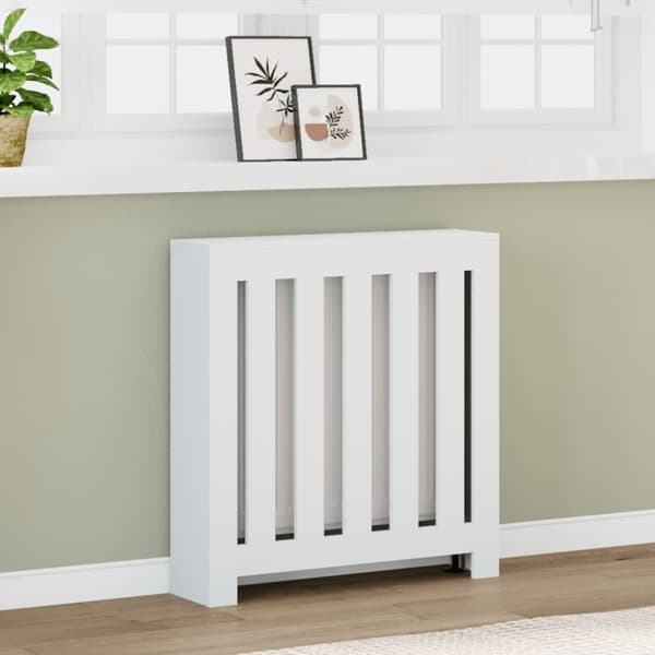 vidaXL radiatorskjuler 78x20x82 cm konstrueret træ hvid