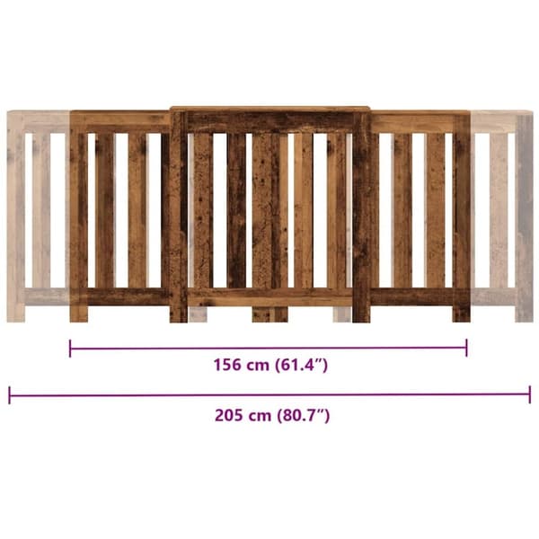 vidaXL Radiatordeksel gammelt tre 205x21,5x83,5 cm konstruert tre