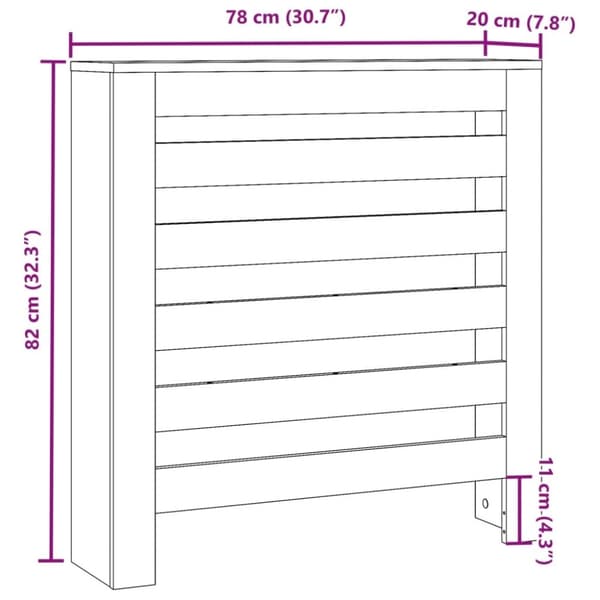 vidaXL Radiatordeksel grå sonoma 78x20x82 cm konstruert tre