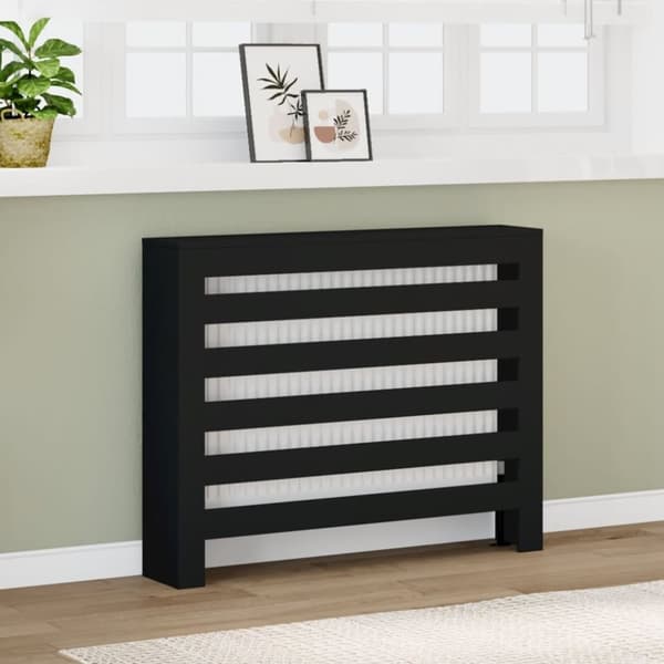 vidaXL Radiatordeksel svart 104x20x82 cm konstruert tre