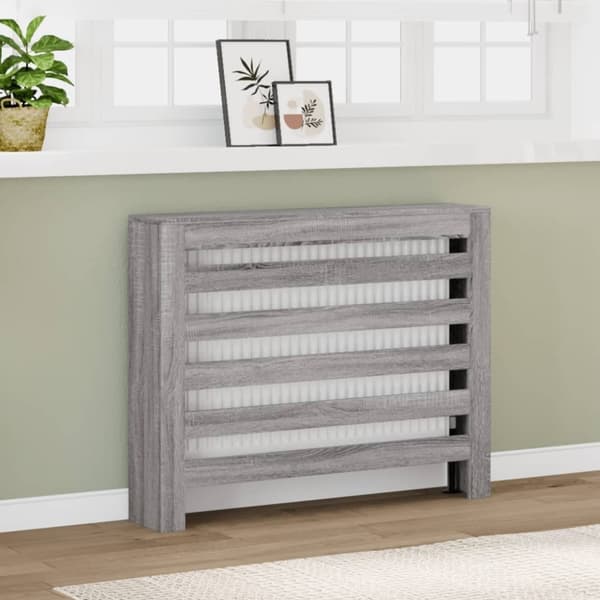 vidaXL Lämpöpatterin suoja harmaa Sonoma 104x20x82 cm tekninen puu