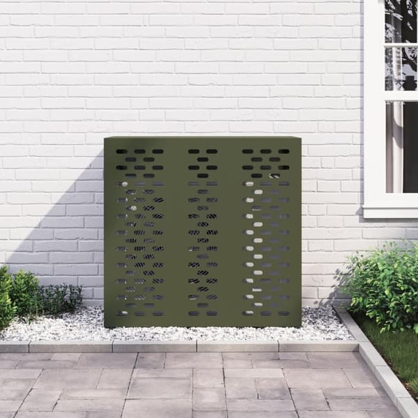 vidaXL ilmastointilaitteen suojus - oliivinvihreä, 110x50x105 cm, teräs