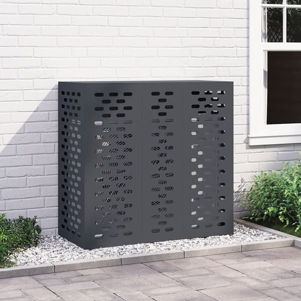vidaXL ilmastointilaitteen suojus antrasiitti 110x50x105 cm teräs