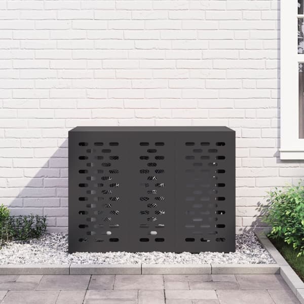 vidaXL Sort Stål 110 x 50 x 80 cm Airconditioncover Rektangulært