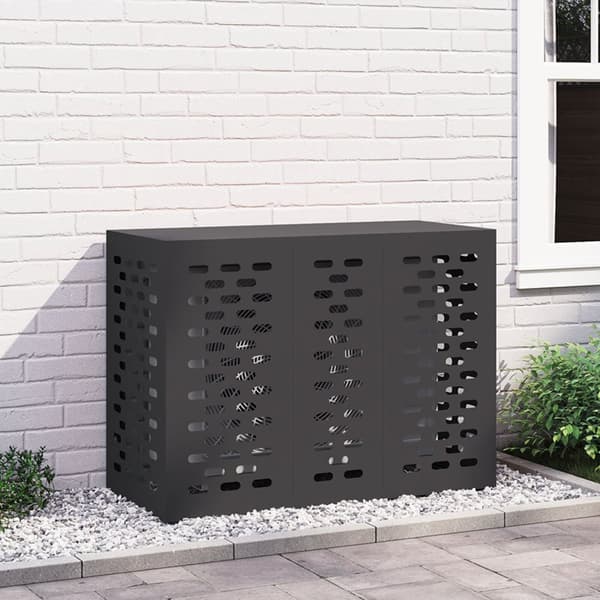 vidaXL Sort Stål 110 x 50 x 80 cm Airconditioncover Rektangulært