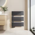 Miniatyrbild 1 av 2: EMKE Handduksradiator 76,2x60cm - Varmvatten, sidanslutning, platt, antracitgrå (503W)