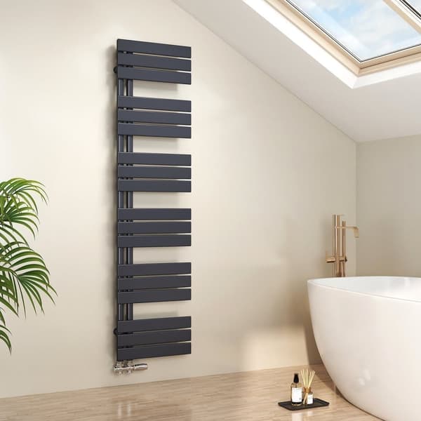 EMKE Handduksradiator 159,9x40cm - Varmvatten, sidanslutning, antracitgrå (718W)