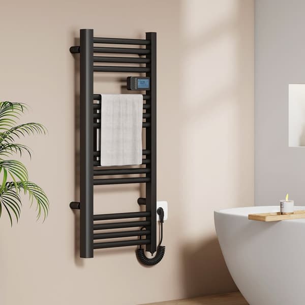 EMKE Elektrisk Håndklædetørrer 96x40cm - Touch Timer, Frost Sort, 300W