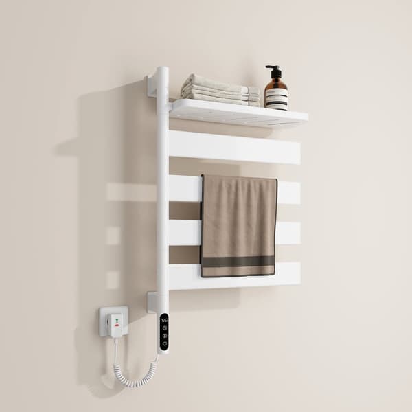 EMKE Elektrisk Håndklædetørrer 76x45cm - 180° rotation, Hvid, Badeværelsesradiator & Håndklædetørrer