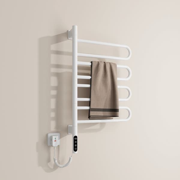 EMKE Elektrisk Håndklædetørrer 70x43cm - 180° rotation, Smart, Hvid, 170W