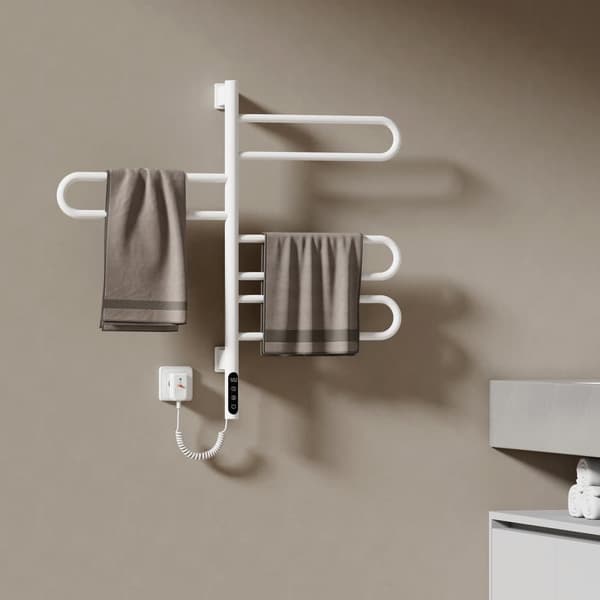 EMKE Elektrisk Håndklædetørrer 70x43cm - 180° rotation, Smart, Hvid, 170W