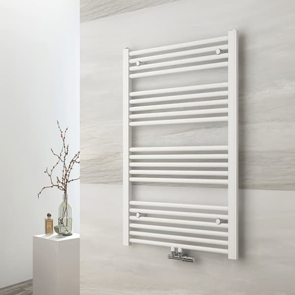 EMKE Varmtvandshåndklædestang 100x60cm - Central tilslutning, hvid, 498W (enkeltlag)