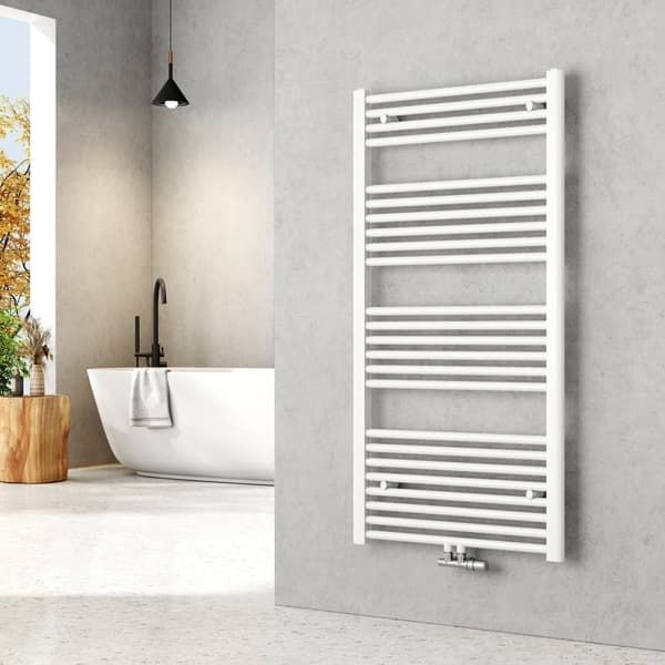 EMKE Varmtvandshåndklædestang 120x60cm - Central tilslutning, hvid, 598W (enkeltlag)