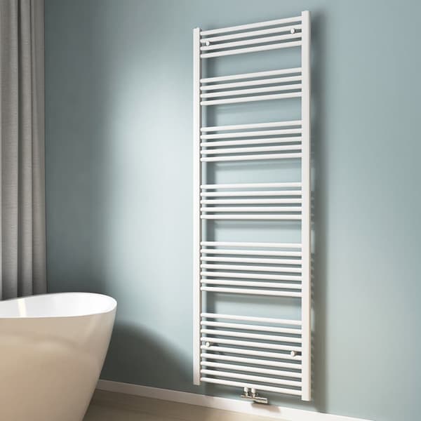 EMKE Varmtvandshåndklædestang 180x60cm - Central tilslutning, hvid, 860W (enkeltlag)