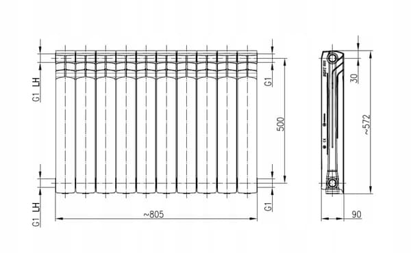 Aluminiumsradiator hvid 10 elementer 57x80 cm Best