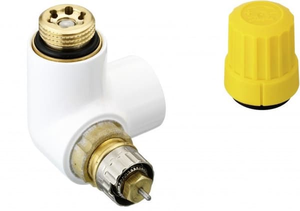 Vasen sarja (kaksi venttiiliä + pää) Danfoss X-tra Collection kylpyhuone- ja sisustuspattereille, valkoinen