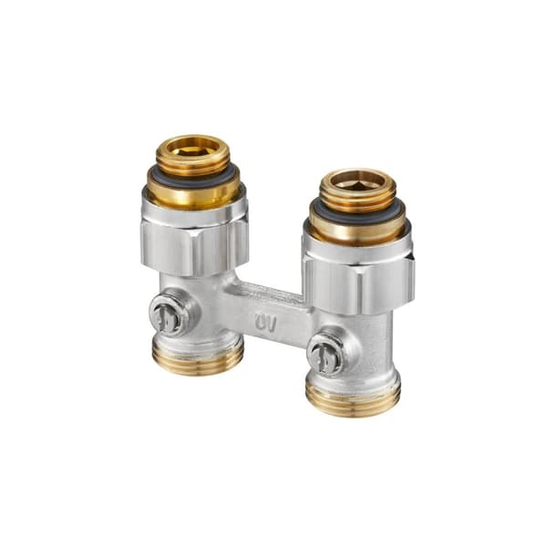 Multiflex F, ZB-dobbelttilslutning med afspærring, 1/2GZx3/4GZ, messing, forniklet