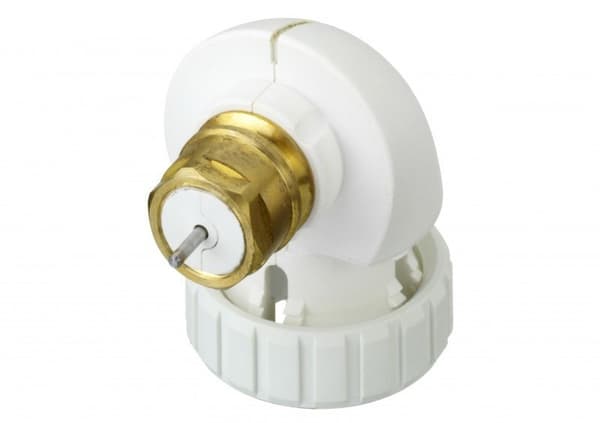 Vinkeladapter til radiatorer med integrerede ventiler produceret af Danfoss