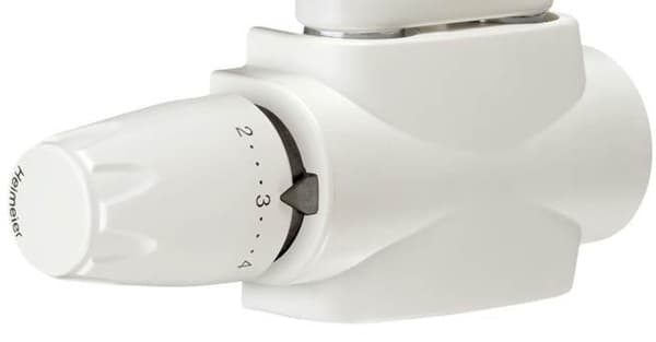 Multilux 4 sæt med hvidt termostathoved (ventil + hus + hvidt termostathoved)