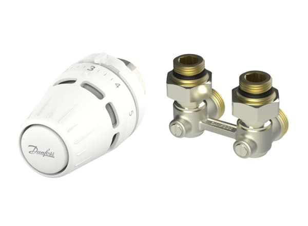 Danfoss-termostaattisarja Regus-päällä M30x1.5 + RLV-KB 1/2 tuuman kulmaliitin