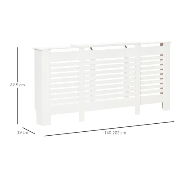 Rootz Radiator Cover - Heater Cover - White - 202 cm x 19 cm x 82.5 cm