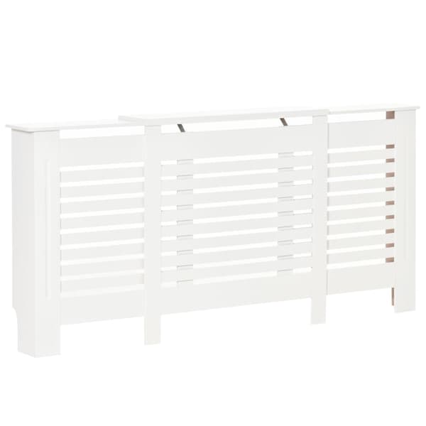 Rootz Radiator Cover - Heater Cover - White - 202 cm x 19 cm x 82.5 cm