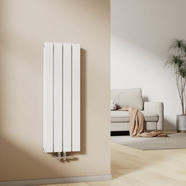 EMKE Badeværelsesradiator 90x30,4cm - Dobbeltlag, Central tilslutning, Hvid, 446W