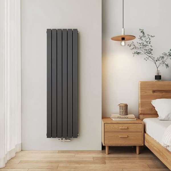 EMKE Kylpyhuoneen Lämpöpatteri 160x46cm - Kaksikerroksinen, Keskiliitäntä, Antrasiitinharmaa, 1490W